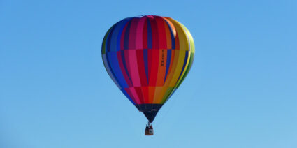 A-colorful-hot-air-balloon-in-a-blue-sky