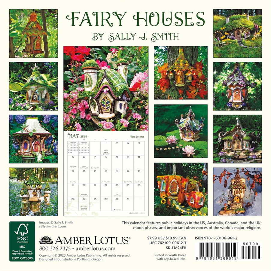 2024 Fairy Houses mini calendar back by Sally J Smith